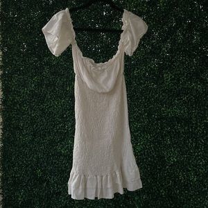 Dee Elly Linen mini dress, white, off the shoulder!